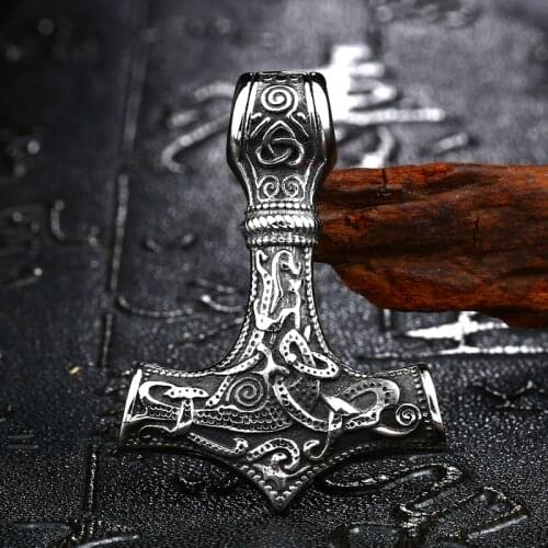 Viking Amulet Odin Men Necklace Thor Hammer Top Quality Pendant Chain Jewelry Fot Gifts