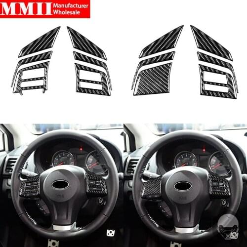 For Subaru Impreza/Subaru XV Crosstrek 2012-2014 Steering Wheel Button Cover Trim Sticker Real Carbon Fiber Decoration Parts