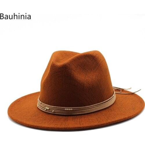 Bauhinia 2020 NEW Autumn Winter Jazz Trilby Cap Party Formal Top Hat Fashion All-match Wide Brim Fedora Hats For Women