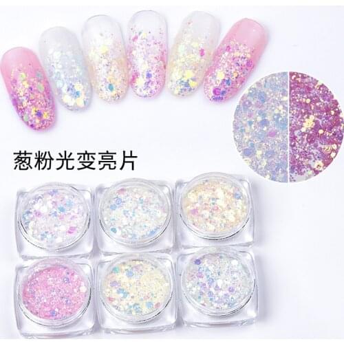 1 Box Nail Mermaid Glitter Powder Flakes Sparkly 3D Light Chameleon Color Changing Sequins Polish Manicure Nail Art Decorations
