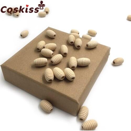 15mm*10mm(0.59''*0.39) Wood Thread Beads For Baby Teething Crib Toy DIY Crafts Beech Chew Wooden Teether Accesories