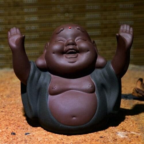 Boutique Clay Tea Ornaments Happy Pen Rack Maitreya Tea Ornaments Tea Set Accessories Tea Decoration Mini Tea Set Tea Pet