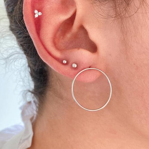 CANNER 1pcs 925 Silver Small Stud Earrings Helix Triangle Earnail Ball Piercing Earrings For Women Fine Jewelry Cartilage Aretes