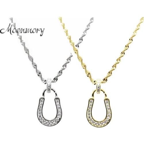 Moonmory 100% Real 925 Sterling Silver 2018 Japanese Women Horseshoes Charm Pendant Necklace Brand Jewelry for Men Jewellry Gift