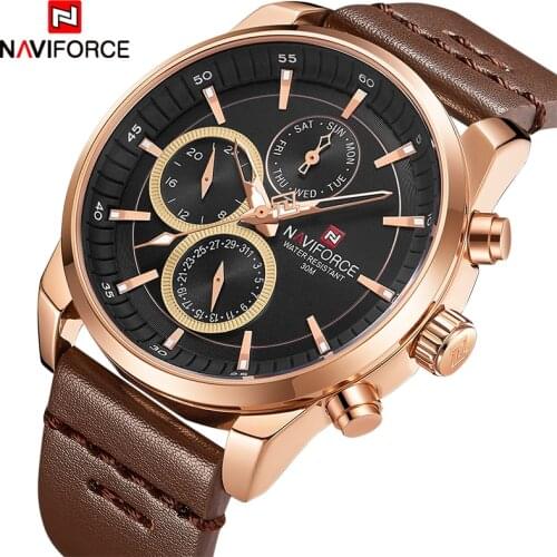 NAVIFORCE Top Luxury Brand Watches Men Fashion Casual Quartz 24 Hours Date Watch Man Leather Waterproof Clock Relogio Masculino