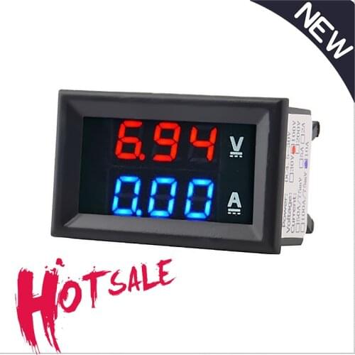 Mini Digital Voltmeter Ammeter DC 100V 10A Voltmeter Current Meter Tester Blue+Red Dual Amp Digital Volt Meter Gauge LED Display