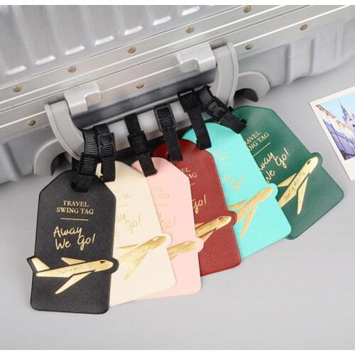 Suitcase ID Address Holder Creative Aircraft Leather Luggage Tag Women Men Portable Label Baggage Boarding Travel Accessories