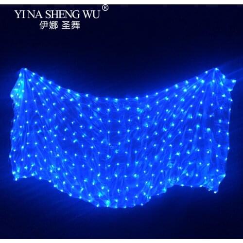 1Pc 100% Silk Belly Dance LED Veil 4 Colors Belly Dance Stage Performance Props Belly Dance Accessories LED Silk Veils 5 Sizes
