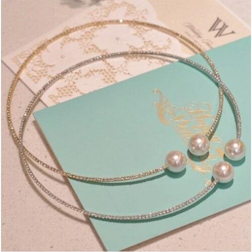 Hesiod Hot Selling Double Acrylic Imitation Pearl Necklace Women Jewelry Collar Torques Shape Choker Necklace for Women