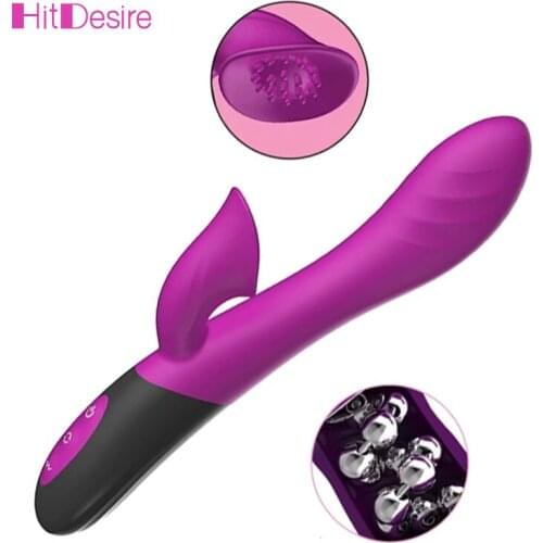 HitDesire Double Powerful Vibrating Bead Stick Clit Stimulation G Spot Massager Dildo Vibrator Adult Sex Products