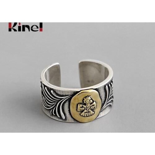 Kinel New 100% Real 925 Sterling Silver Animal Ring Adjustable Punk Vintage Silver 925 Jewelry Ladys Ring Party Gift