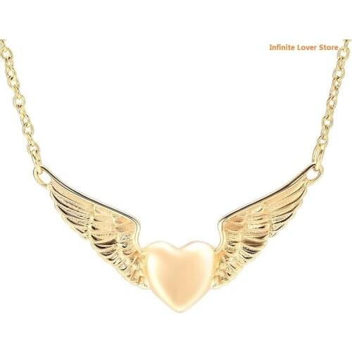 KLH11730 Angel Wing Cremation Urn Jewelry Flying Heart Memorial for Ashes Necklace Keepsake Urns Pendant Gift