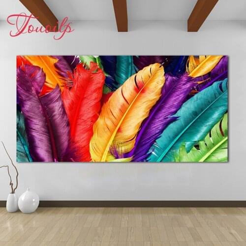 Spuare&round Diamond Embroidery Art Colorful Feathers 5D DIY Diamond Painting Mosaic Living Room Murals Modern Art HD Pictures