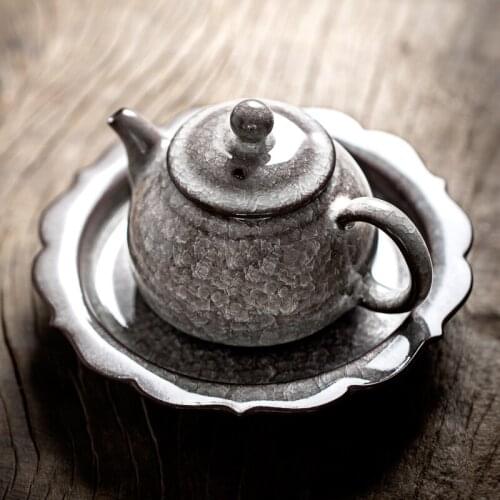Handmade small teapot single teapot Longquan celadon Geyao iron tire ice crack tea maker household kungfu tea set