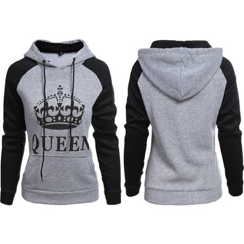 New Fashion Trendy Couple Wear Hoodies Valentines Day Casual Letter Printed Pullover Long-Sleeved Hooded Sweatshirt