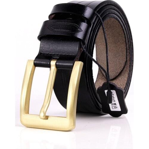 2017 newest men belt 100% genuine leather belt for men full grain leather belt black brown pin buckle belts for jeans cowboy