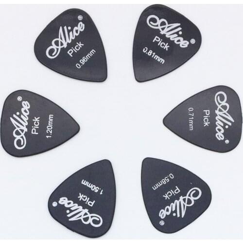 6 pieces Alice Guitar Picks in 1 Color Full Thickness 0.58 0.71 0.81 0.96 1.2 1.5 mm Black/White/Yellow/Red/Green/Blue/Orange