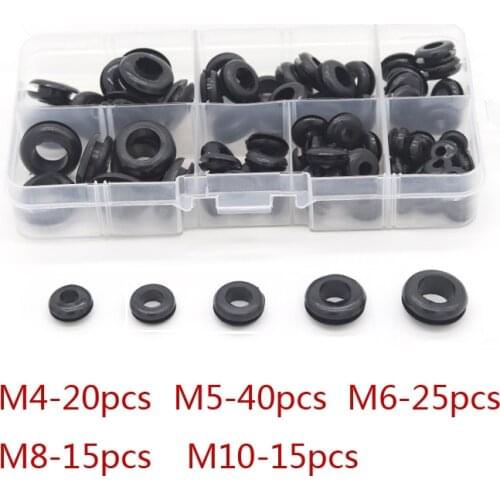 115pcs O Ring Car Rubber Grommet Seal Assortment Set Electrical Wire Gasket Hydraulic Water Tight Black With Box Cable Plug Hose