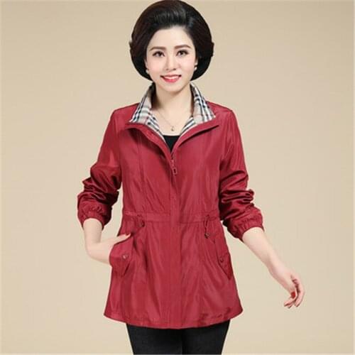 5XL 2019 New middle-aged womens long spring collar collar large size windbreaker jacket thin section ladies casual jacket 603