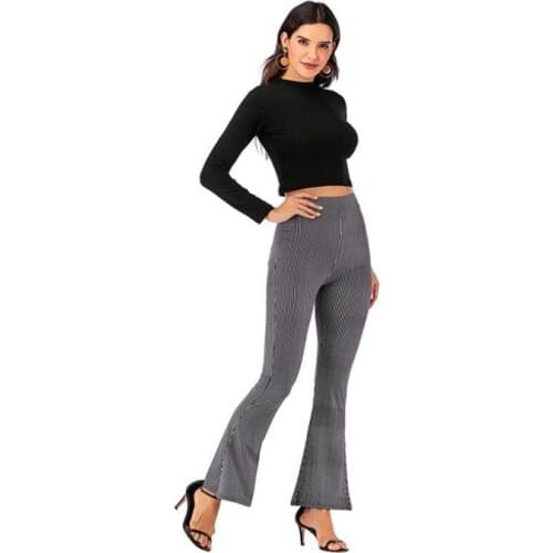 New Boho Summer Thin Womens Stretch Bell Bottom Trousers Ladies Slim Printed Flare Pants High Waist Fashion Women Long Pants