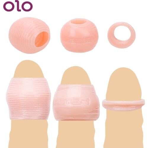 OLO 3Pcs/set Delay Ejaculation Penis Rings Sex Toys For Men Foreskin Correction Male Chastity Device Erotic Cock Rings