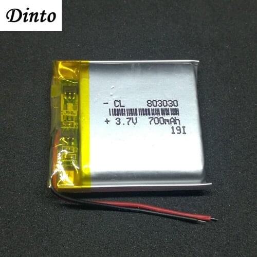 Dinto 803030 700mAh 3.7V Rechargeable Battery Li-ion Lithium Polymer Batteries for LED Light MP3 MP4 MP5 Smart Watch Toy GPS