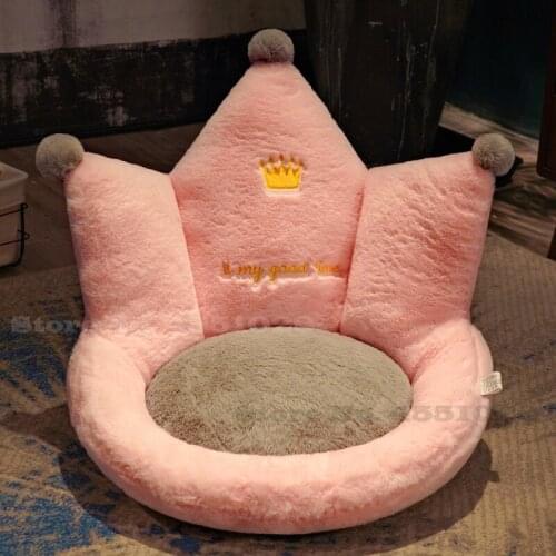 Cushion Chair Plush Folding Sofa Living Room Floor Chair Padded Pink Crown Stools Cartoon Futon Cushion Lazy Tatami Home Decor