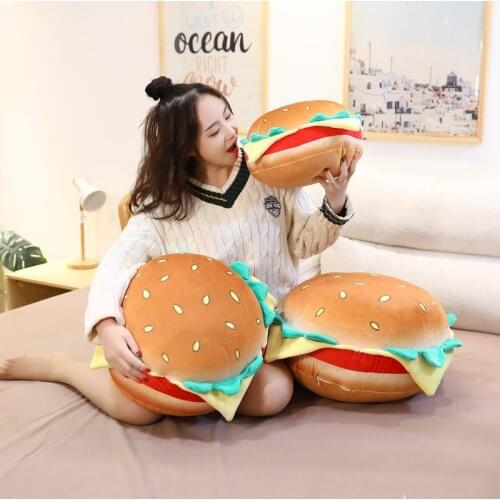 Creative Simulational Plush Hamburger Shape Pillow Stuffed Funny Food Nap Sleep Pillow Cushion Kids Toy Girl Birthday Gift