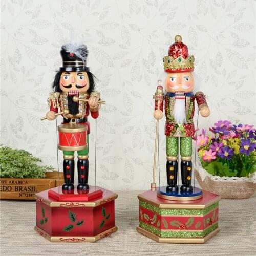 D335 Movable doll puppets 32CM handmade painted music nutcracker , Christmas gift Hand-painted ,2pcs/lot