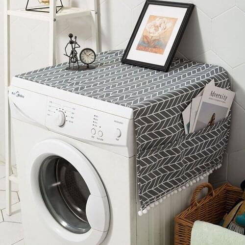 Nordic Dust Proof Cover Refrigerator Pocket Multipurpose Dust Cloth Cotton And Linen Washing Machine Cover Household Home Decor