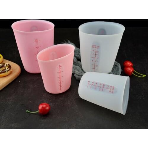 250/500ml Silicone Transparent Measuring Cup With Clear Scale Chocolate Butter Pour Spout Cup DIY Baking Cups Kitchen Tools