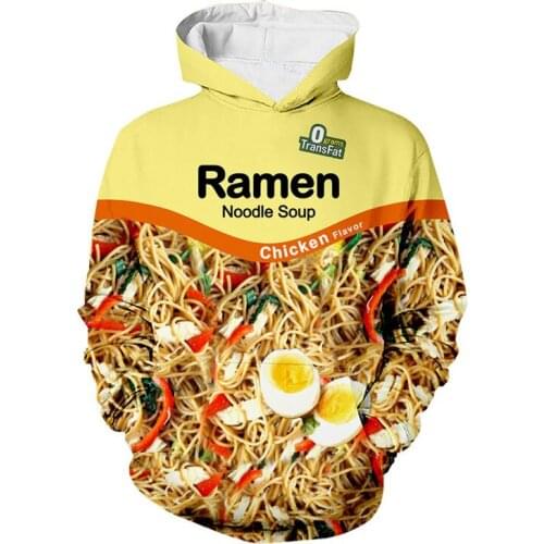 SOSHIRL Ramen Noodle Soup Hoodies Hipster Funny Hoody Chicken/beef/shrimp Flavor Unisex Tops Cool Hip Hop Streetwear Pullovers