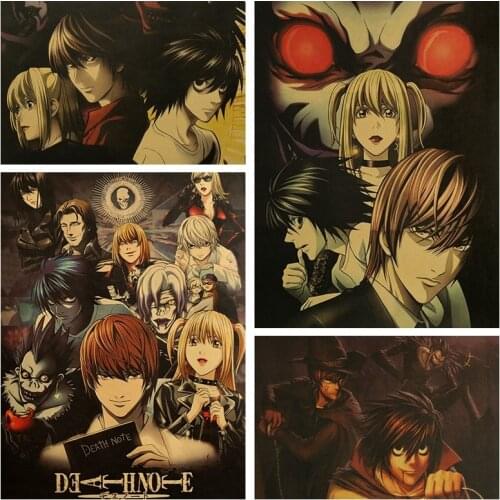 Vintage Poster Sticker Anime Death Note Anime Wall Stickers Poster Kraft Paper Poster Retro Bedroom Decoration Manga Wall Decor