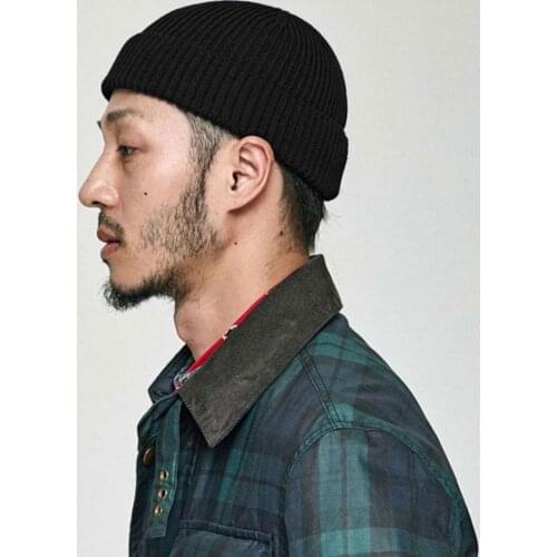 Winter Knit Hat Boy Skullcap Sailor Cap Cuffs Retro Navy Hat Solid Color Unisex Autumn Warm Cap Warm Hat Knit Cuff Beanie