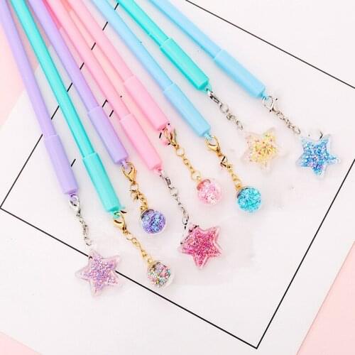 1Pc Cute pen with pendant Crystal ball Neutral Sky Star gel ink pens 0.38mm for writing Stationery office school supplies