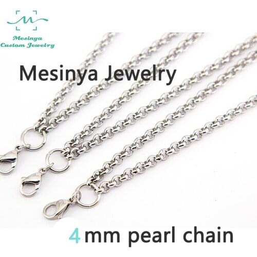 10pcs 20'' 4mm 316L Stainless steel rolo lobster claw chain necklace for pendant necklace