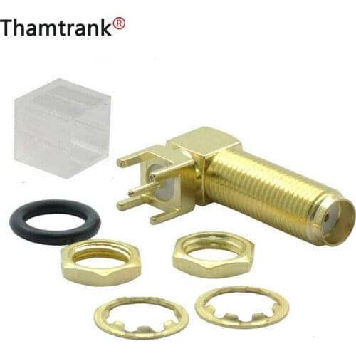 10pcs/lot Gold Plated 23mm Long SMA PCB Mount SMA Female Jack Right Angle Coax RF SMA Connector SMA Female 90 Degree PCB