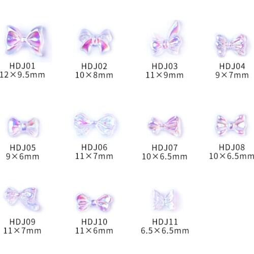 100Pcs Nail Bow /Butterfly AB Rhinestones 3D Nail Resin Stickers Charms Manicure Accessories For Nail Art Design Stones Tips