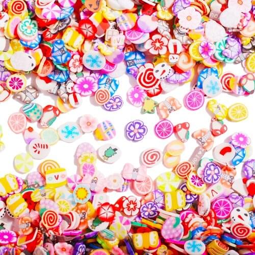 1000pcs/bag 10 Style 3D Polymer Clay Tiny Fruit Animal Flower Slices 5mm Nail Art DIY Designs Manicure Decorations