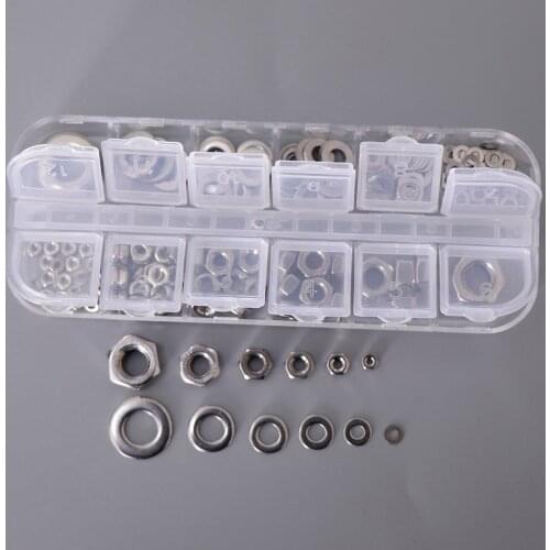 137PCS M2-M8 Hardened 304 Washer And Hex Nuts Set Kit Flat Washer Nuts Assortment Kit