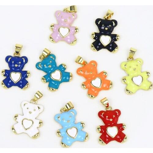 20 Pcs Enamel pendant Bear Mix color lovely pendant fashion Jewelry necklace pendant Fashion jewelry Gift 7529