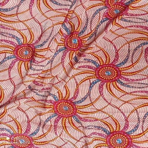 2021 European and American brand fashion printing fabrics spring and summer colorful sun flower imitation silk apparel fabrics