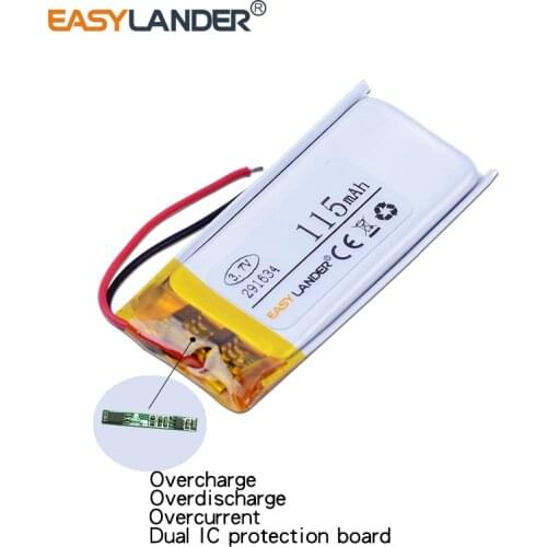 291634 3.7V 115mAh Rechargeable li-Polymer Li-ion Battery For sony bluetooth headset mp3 mp4 speaker mouse 301535 301635 301736