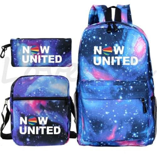 Now United Prints Backpack 3 Pcs Set Knapsack for Teenagers Bookbag Girls Boys School Bags Travel Bagpack Daily Rucksack Mochila