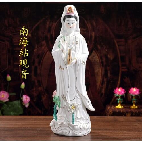 40cm large Southeast Asia home family efficacious Talisman Guan yin PU SA Avalokitesvara Buddha Porcelain Sculpture statue