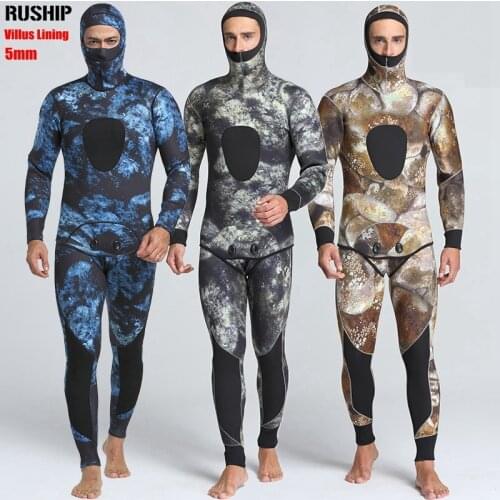 5mm Diving suit neoprene men pesca diving spearfishing wetsuit snorkel swimsuit Split Suits combinaison hat Vest surf wetsuit
