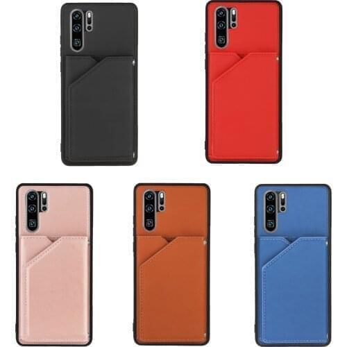 50Pcs/Lot Skin Sensation Leather Back Phone Case For Huawei P Smart Z Y9 Prime 2019 P40 Lite P30 Pro NOVA 6SE Card Holder Cover