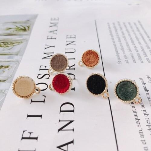 Round Wool Stuff Stud Earring Accessories Pendant Necklace Supplies for Jewelry Making Accessories Components 6pcs KP2096