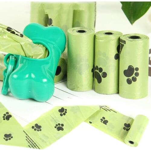 8Roll Dog Poop Bag 15 Bags/ Roll Degradable Thicken Pet Waste Poop Bags Biodegradable Doggie Outdoor Home Clean Garbage Sack