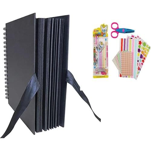 31.5 x 21 cm 40 Pcs / 80 Pages Black Paper Scrapbook Wedding Guest Book DIY Anniversary Travel Memory Scrapbooking Photo Album